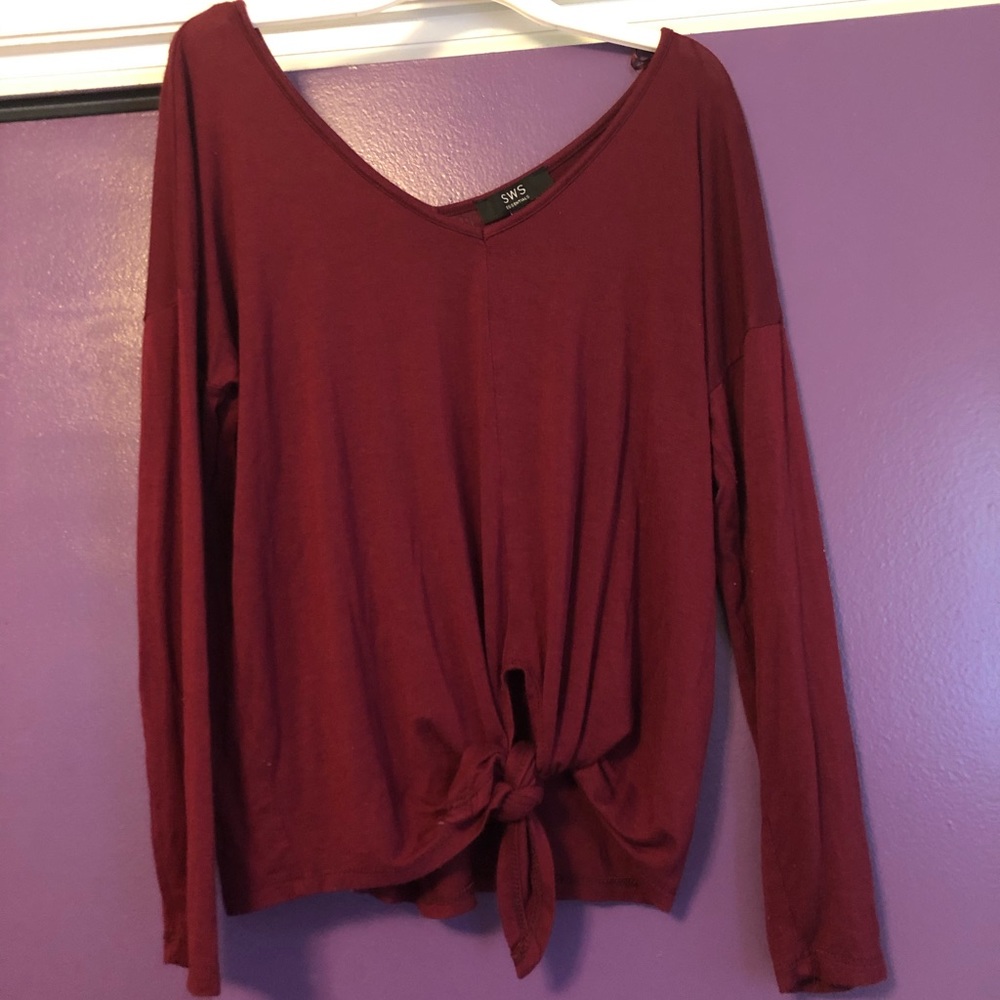 Tie long sleeve v neck